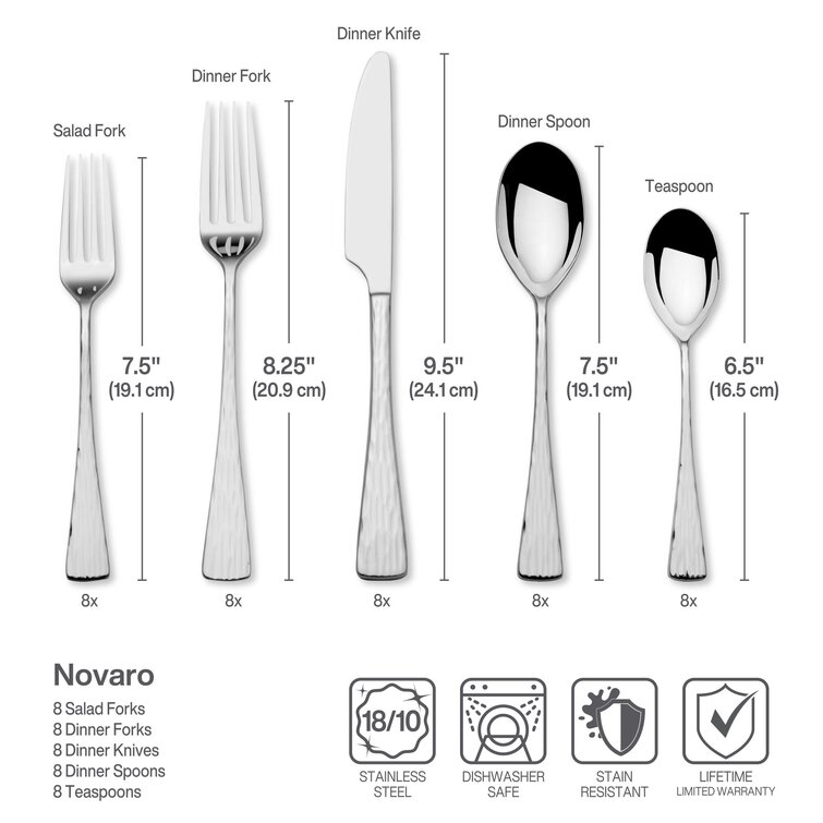 Mikasa Novaro 45-Piece 18/10 Stainless Steel Flatware Set, Service